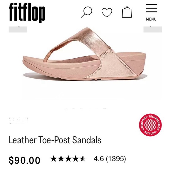 Fitflop rose gold wedges sandals thongs leather upper sandals Fit-flops shoes - Picture 9 of 9